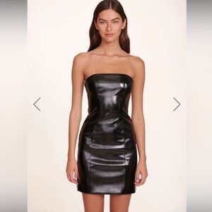 STAUD Strapless Black Patent Vegan Leather Dress - size Small
